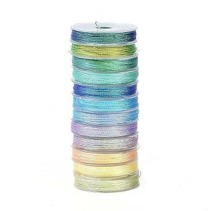 12 Rolls 12 Colors 6-Ply PET Polyester Cord, for Jewelry Making