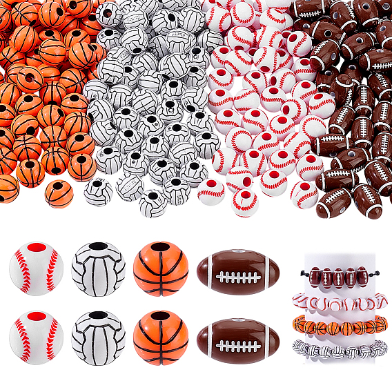 460 шт. 4 стили спортивные акриловые бусины в стиле рукоделия, разнообразные