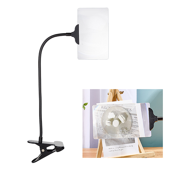 Портативное прямоугольное увеличительное стекло с пристегивающейся крышкой, с гибкими зажимами из сплава