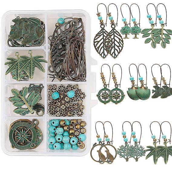 DIY серьги решений, Сплав с подвесками, серьги из синтетической бирюзы и латуни
