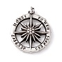Tibetan Style 304 Stainless Steel Pendants, Flat Round