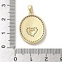 Brass Micro Pave Cubic Zirconia Pendants, Oval with Heart