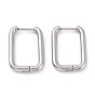 201 Stainless Steel Hoop Earrings, with 316 Surgical Stainless Steel Pin, Rectangle