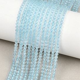 Природные Аквамарин бисер нитей, рондель, граненые
