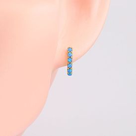 Sparkling Round Opal and Diamond Sterling Silver Earrings - Fashionable Ear Jewelry