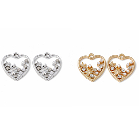 Alloy Crystal Rhinestone Pendants, with ABS Plastic Imitation Pearl Beads, Heart with Star Charm
