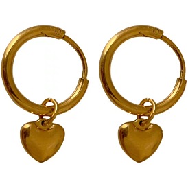 Минималистичные золотые серьги-сердечки с шикарной круглой подвеской для изысканного стиля