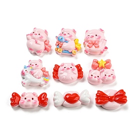 Pig Theme Opaque Resin Cabochons, Funny Pig