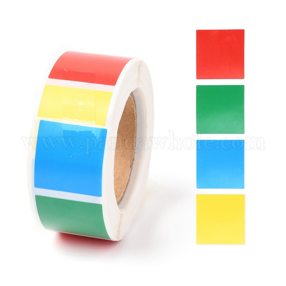 4 Solid Colors Paper Stickers, Self Adhesive Roll Sticker Labels, for  Envelopes, Bubble Mailers and Bags, Square