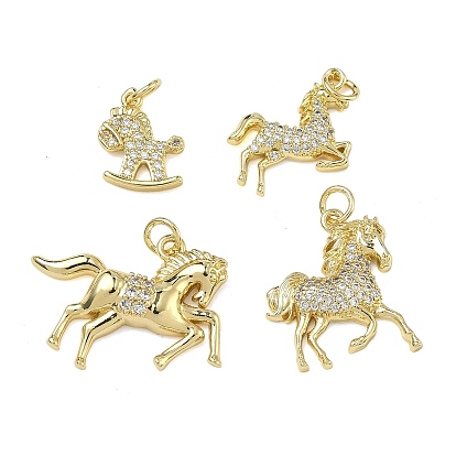 Латунные микропаве прозрачные подвески с фианитом, лошади прелести, стойки покрытие, долговечный
