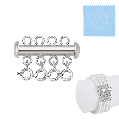 1 шт. 925 застежки-защелки из стерлингового серебра, трубка, 4 нитей, 8-луночное, 1Замшевая ткань из ПК, квадратная салфетка для полировки серебра