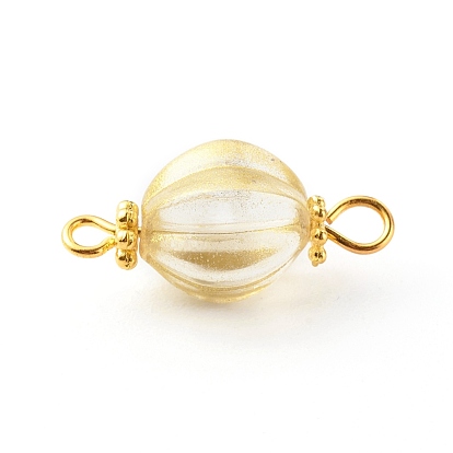 Glass Links Connectors, with Golden Brass Eye Pins & Tibetan Style Alloy Spacer Bead, Pumpkin