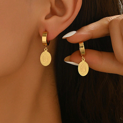 Овальные серьги-кольца из нержавеющей стали