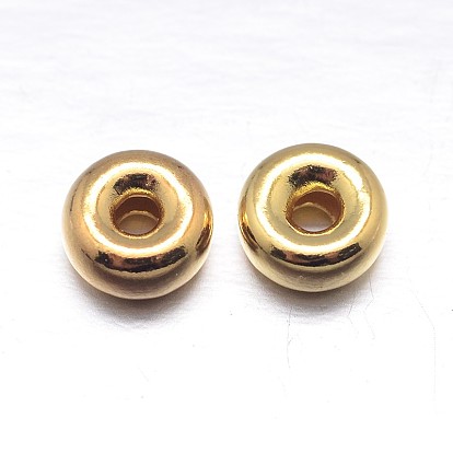 Real 18K Gold Plated Flat Round 925 Sterling Silver Spacer Beads