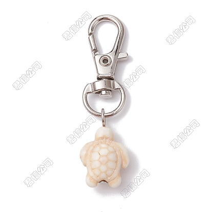 30pcs décorations pendentifs en turquoise synthétique tortue, fermoirs alliage pivotantes