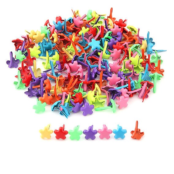Paint Spraying Iron Fasteners Brads, for Scrapbooking, Photo Album, Embellishment Wedding Supplies, Children Puppy Dolls Decoration, Paper Cards DIY, Star