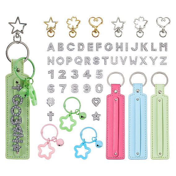 Набор для изготовления брелоков своими руками, включая поворотные застежки из сплава и подвески-слайдеры., брелки-подвески из искусственной кожи, акриловые подвесные украшения
