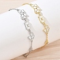Brass Pave Clear Cubic Zirconia Clover Envelope Link Bracelets, with White Enamel, Long-Lasting Plated, Rack Plating, Lead Free & Cadmium Free