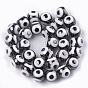 Electroplate Glass Beads Strands, Round with Evil Eye Pattern