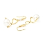 Plastic Pearl Infinity Dangle Earrings with Cubic Zirconia, Rack Plating Brass Long Drop Earrings for Women, Lead Free & Cadmium Free