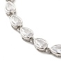 Clear Cubic Zirconia Teardrop Link Chain Necklace, Rack Plating Brass Jewelry for Women, Cadmium Free & Lead Free
