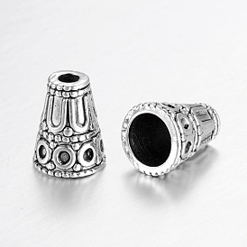 Style tibétain bouchons alliage de cône de perles, 15x12mm, Trou: 3~8mm