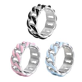 Stainless Steel Enamel Curb Chains Finger Rings