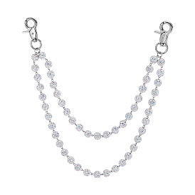 Цепочки для брюк из полимерной глины с круглыми бусинами и стразами для женщин, Сплав с застежками, платина