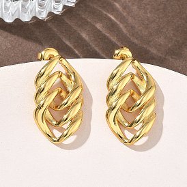 304 Stainless Steel Stud Earrings for Women, Rhombus, Ion Plating(IP)