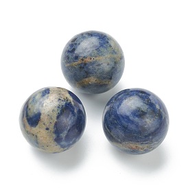 Perles de sodalite naturelles, pour création de fil enroulé pendentifs , pas de trous / non percés, ronde