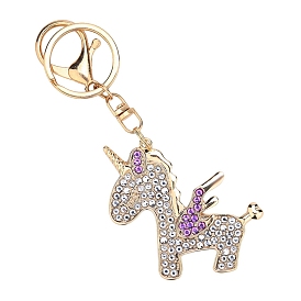 Unicorn DIY Diamond Painting Keychain Kit, Including Alloy Pendant, Keychain Clasp, Resin Rhinestones Bag, Diamond Sticky Pen, Tray Plate and Glue