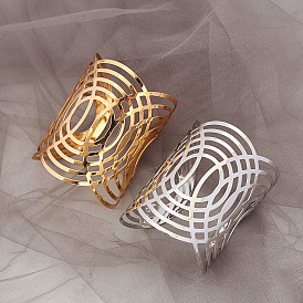 Модный металлический полый браслет в стиле панк-сетка с геометрическим кругом и открытый браслет - модно, шикарный