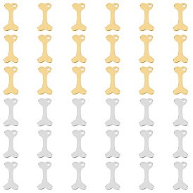 40Pcs 2 Colors 304 Stainless Steel Charms, Bone