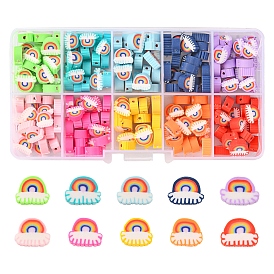 200Pcs 10 Colors Handmade Polymer Clay Beads, Rainbow