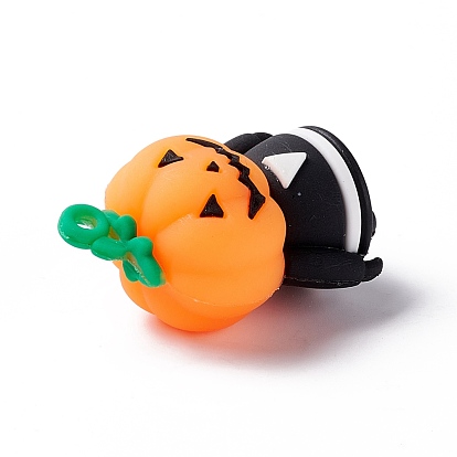 Pendentifs pvc thème halloween, pour la fabrication de porte-clés bricolage, humain avec des citrouilles