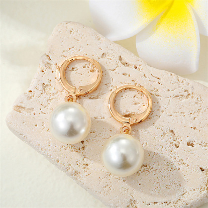 European Jewelry: Matte Ball Fairy Earings with Pearl Pendant - Elegant and Unique