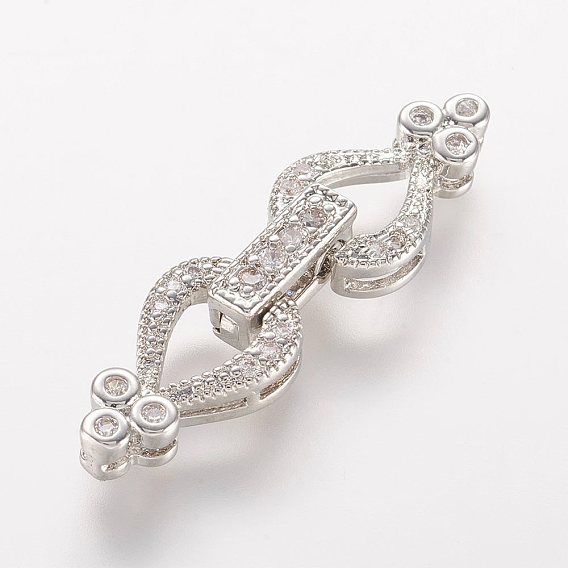 Латунные микро проложить кубического циркония раз за застежками, сердце