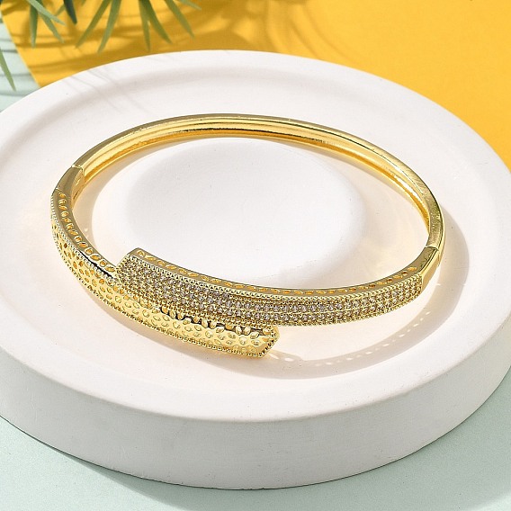 Женские браслеты на шарнирах из латуни с микропаве и прозрачным фианитом, долговечный, без свинца и без кадмия