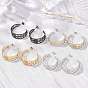 304 Stainless Steel Flower with Leaf Stud Earrings for Women, Half Hoop Earrings, Ion Plating(IP)