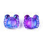 Transparent Spray Painted Glass Beads, Two Tone, Crab