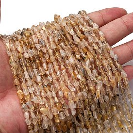 Природного золота Rutilated кварцевые нити бисера, самородки