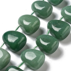 Natural Green Aventurine Beads Strands, Teardrop, Top Drilled