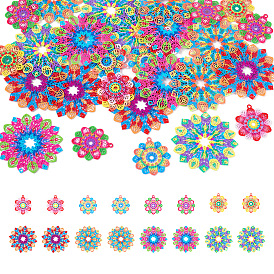 32шт 8 стили окрашены распылением 430 филигранные подвески из нержавеющей стали, цветочный шарм