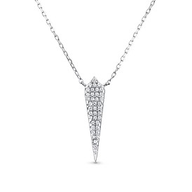 TINYSAND 925 Sterling Silver Cubic Zirconia Triangle Pendant Necklaces, 15.6 inch