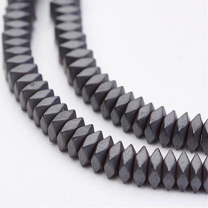 Non-magnetic Synthetic Hematite Beads Strands, Faceted, Frosted, Square Heishi Beads