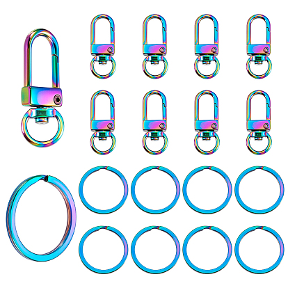 10 шт. поворотные застежки из цинкового сплава, поворотный карабин-лобстер, с разъемными брелоками из нержавеющей стали (шт. 10)