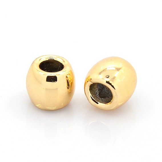 Nickel Free & Lead Free Alloy European Beads, Long-Lasting Plated, Large Hole Drum Beads, 9x8mm, Hole: 5mm