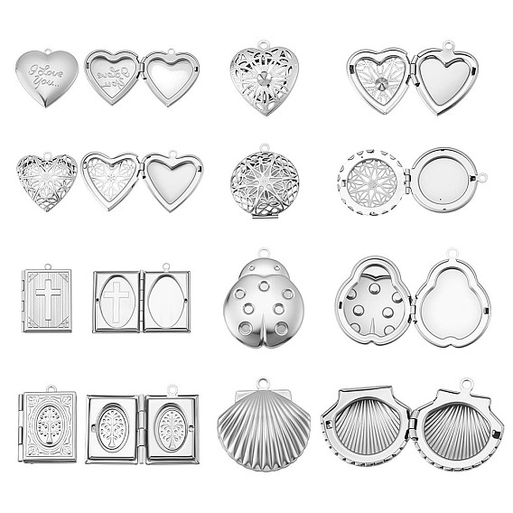 8 шт. 8 стили 316 и 304 подвески-медальоны из нержавеющей стали с рассеивателем, фото прелести рамка для ожерелья, разнообразные