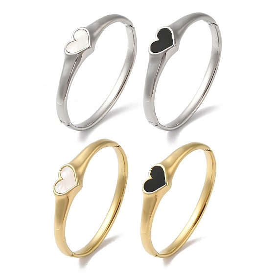 Сердце 304 женские браслеты на шарнирах из нержавеющей стали с паве-ракушкой