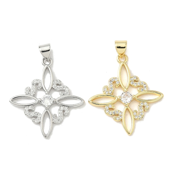 Латунные микро проложить кубического циркония подвески, ромб, долговечный, без кадмия и без свинца, стойки покрытие